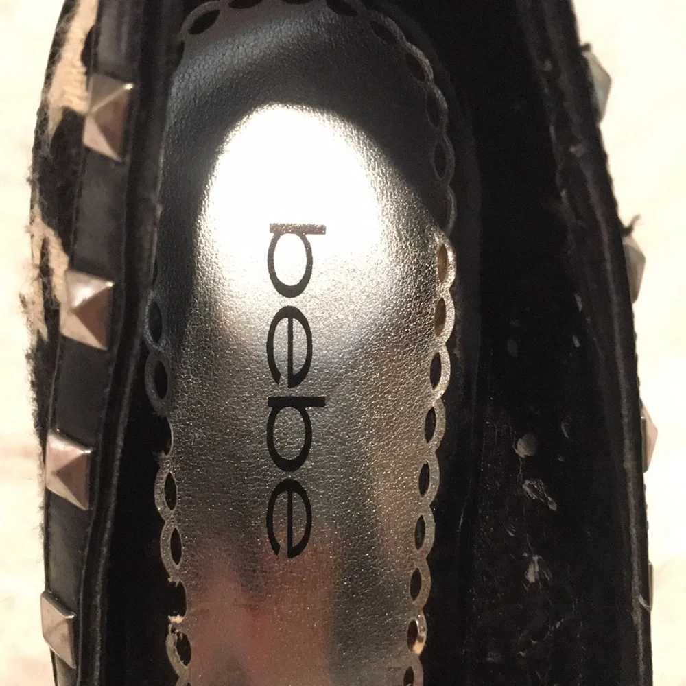 Bebe studded platform houndstooth stilettos